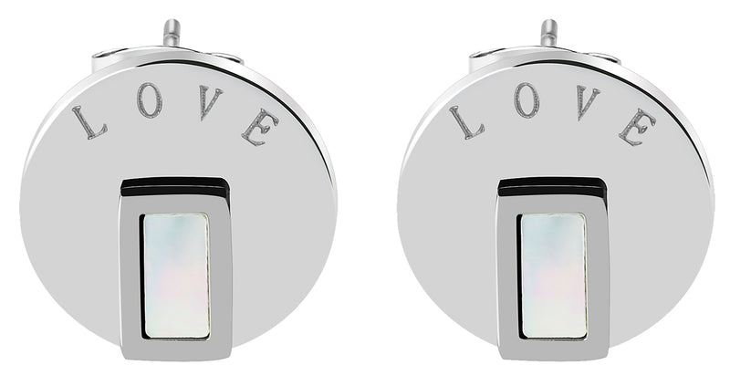 Accent stainless steel stud earrings coin love