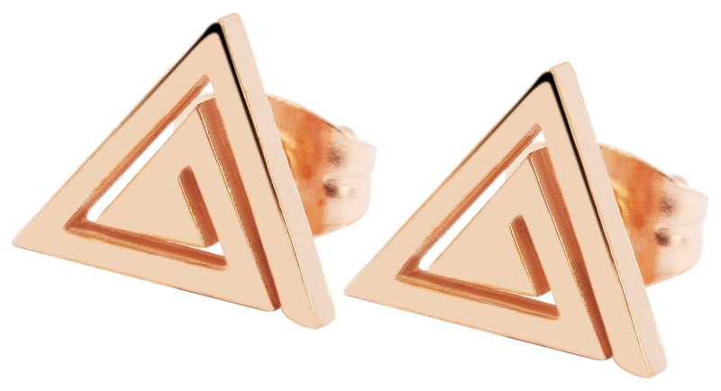 Accent stud earrings made of stainless steel triangle rose gold