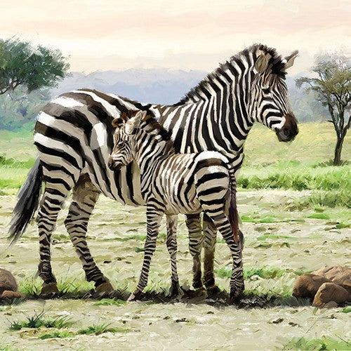 Zebrafamilie in Steppe