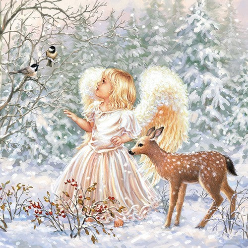 Engel mit Reh - Winter Angel