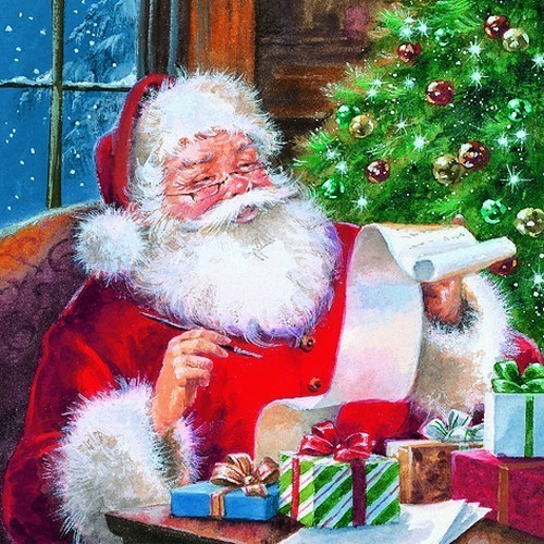 Santa Claus checking Wishlist