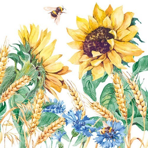 Sunflower and Wheat white - Sonnenblumen in voller Pracht