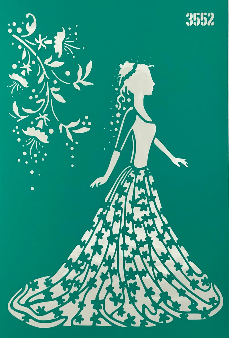 Stencil flower woman 20+30 cm