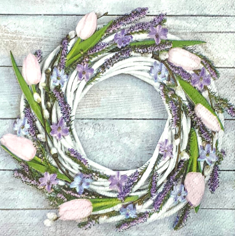 Rattan wreath with flowers