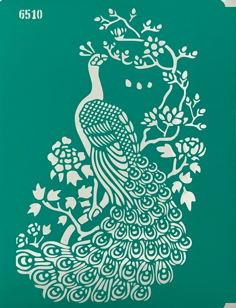 Stencil peacock 20+15 cm