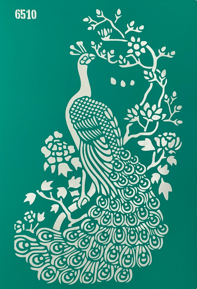 Stencil peacock 20+30 cm