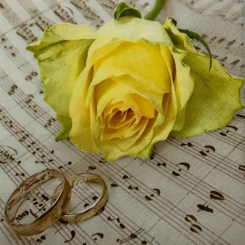 Rosa amarilla con anillos.