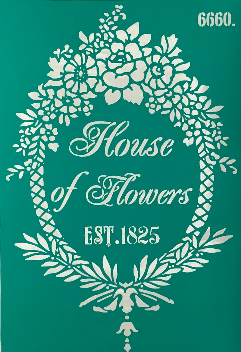 Stencil House of Flowers 20+30 cm