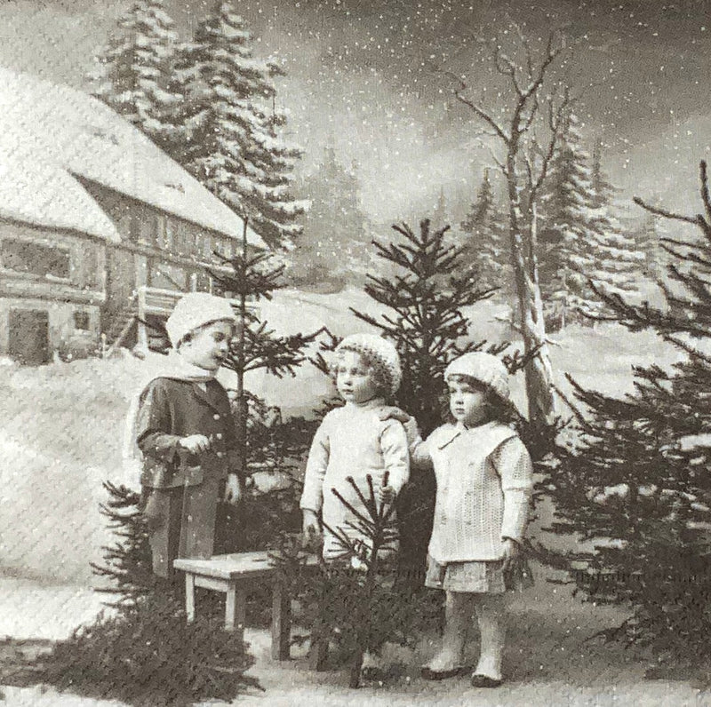 Children with Christmas trees
