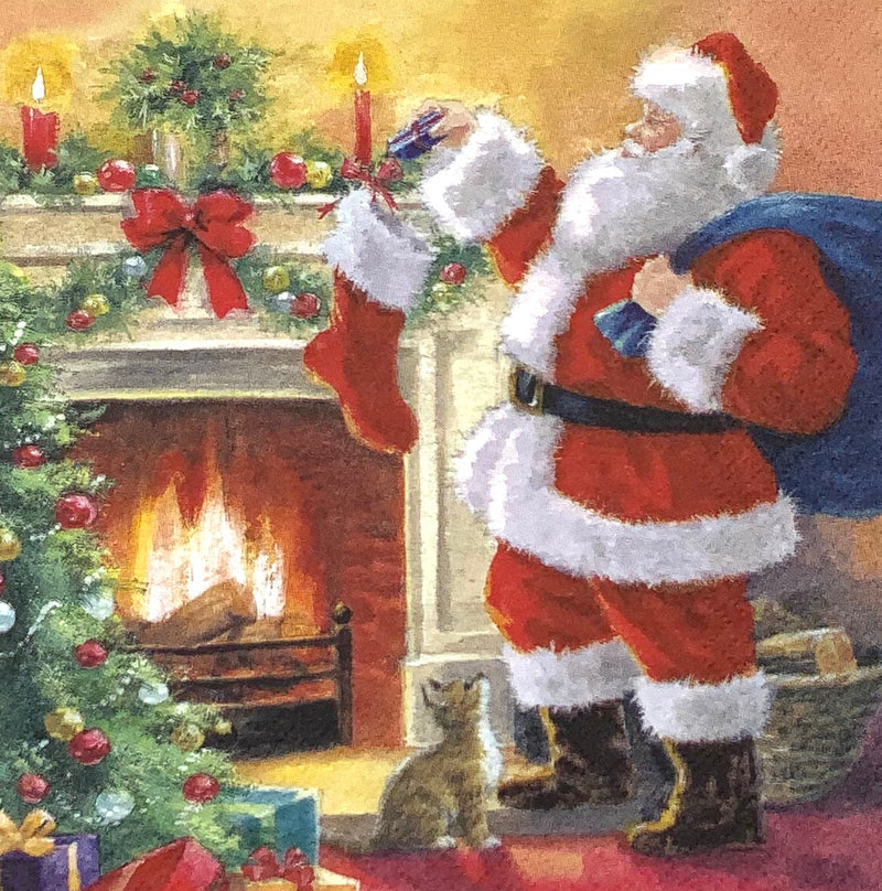 Santa placing Presents in Stockings