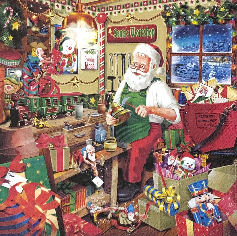 Weihnachtsmann in der Werkstatt