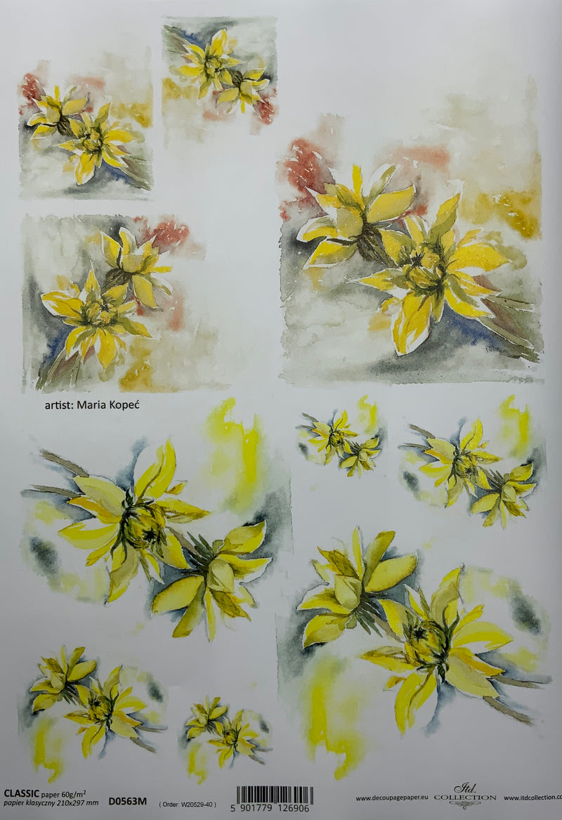 Gemalte Blumen in Gelb – Elas Servietten