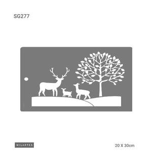 Stencil deer family