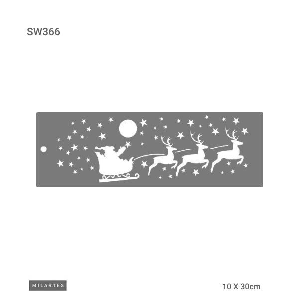 Stencil sleigh with reindeer