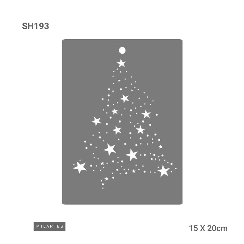 Stencil stars Christmas tree