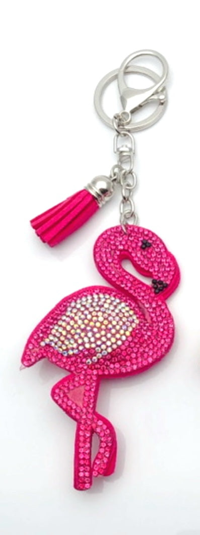 Pocket dangler or keychain pink flamingo